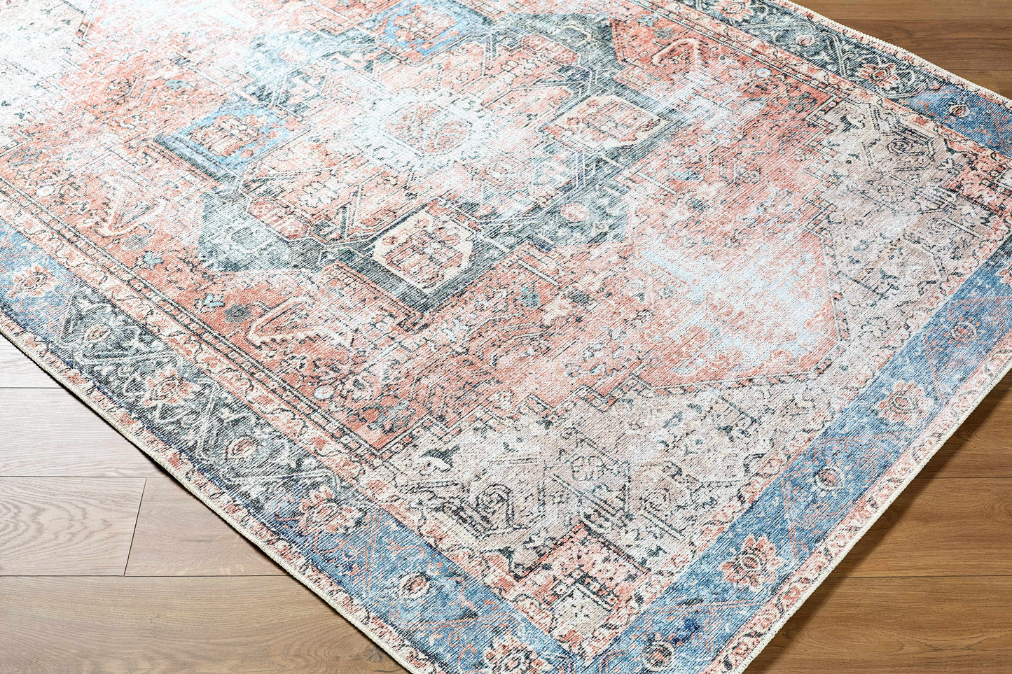 Rosman Distressed Washable Area Rug