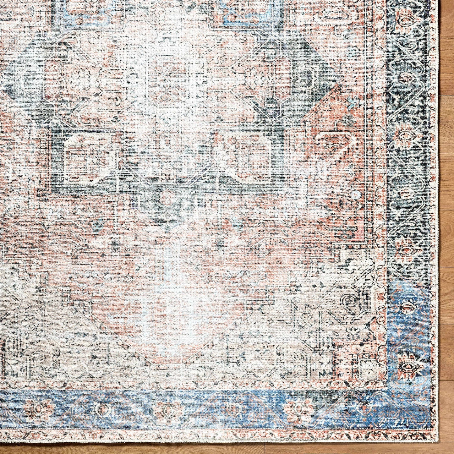 Rosman Distressed Washable Area Rug