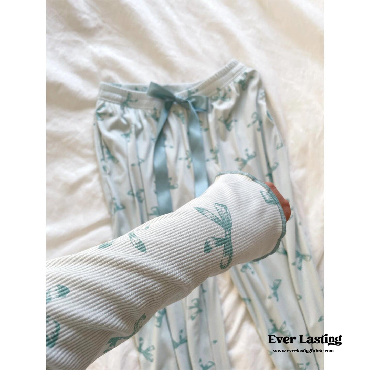 Bow V Neck Modal Pajama Set / Gray