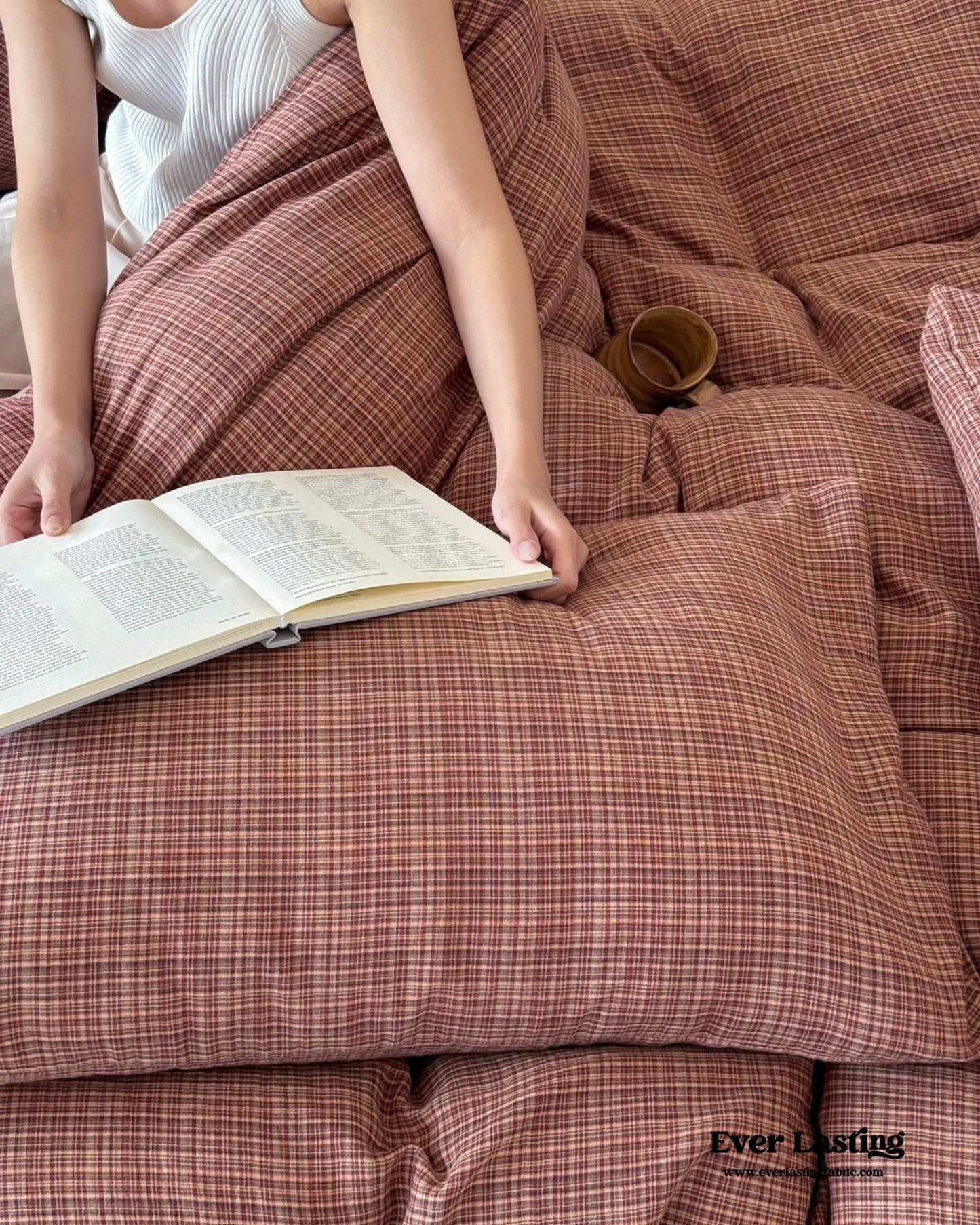 British Vintage Plaid Bedding Set / Brown