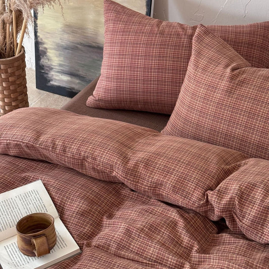British Vintage Plaid Bedding Set / Red