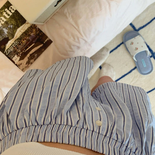 Candy Stripe Shorts Lounge Bottoms / Blue