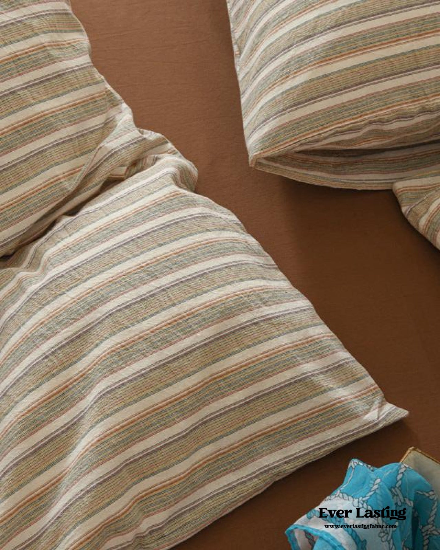 Clara Vintage Minimalist Striped Bedding Set / Brown
