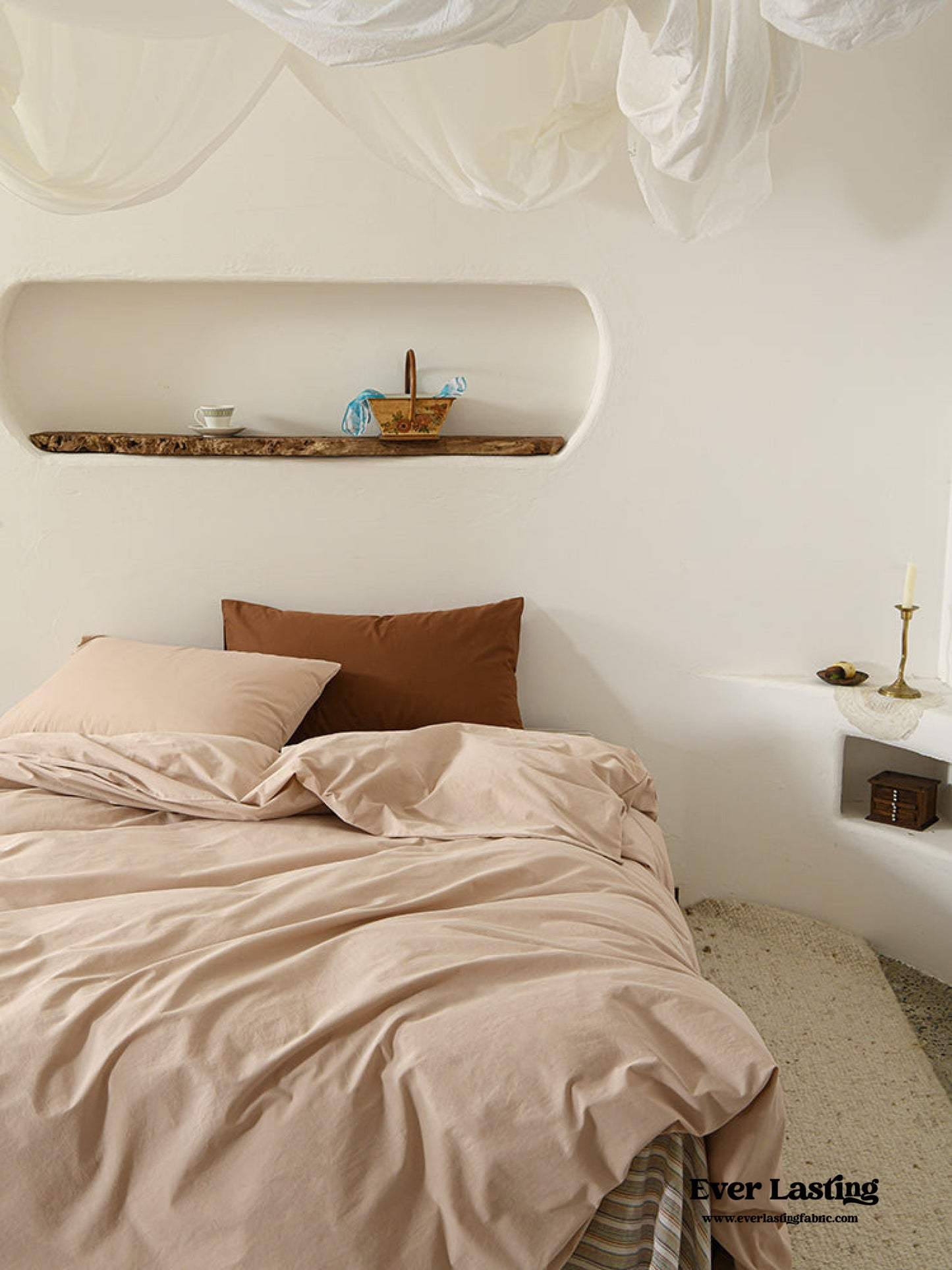 Clara Vintage Minimalist Striped Bedding Set / Brown