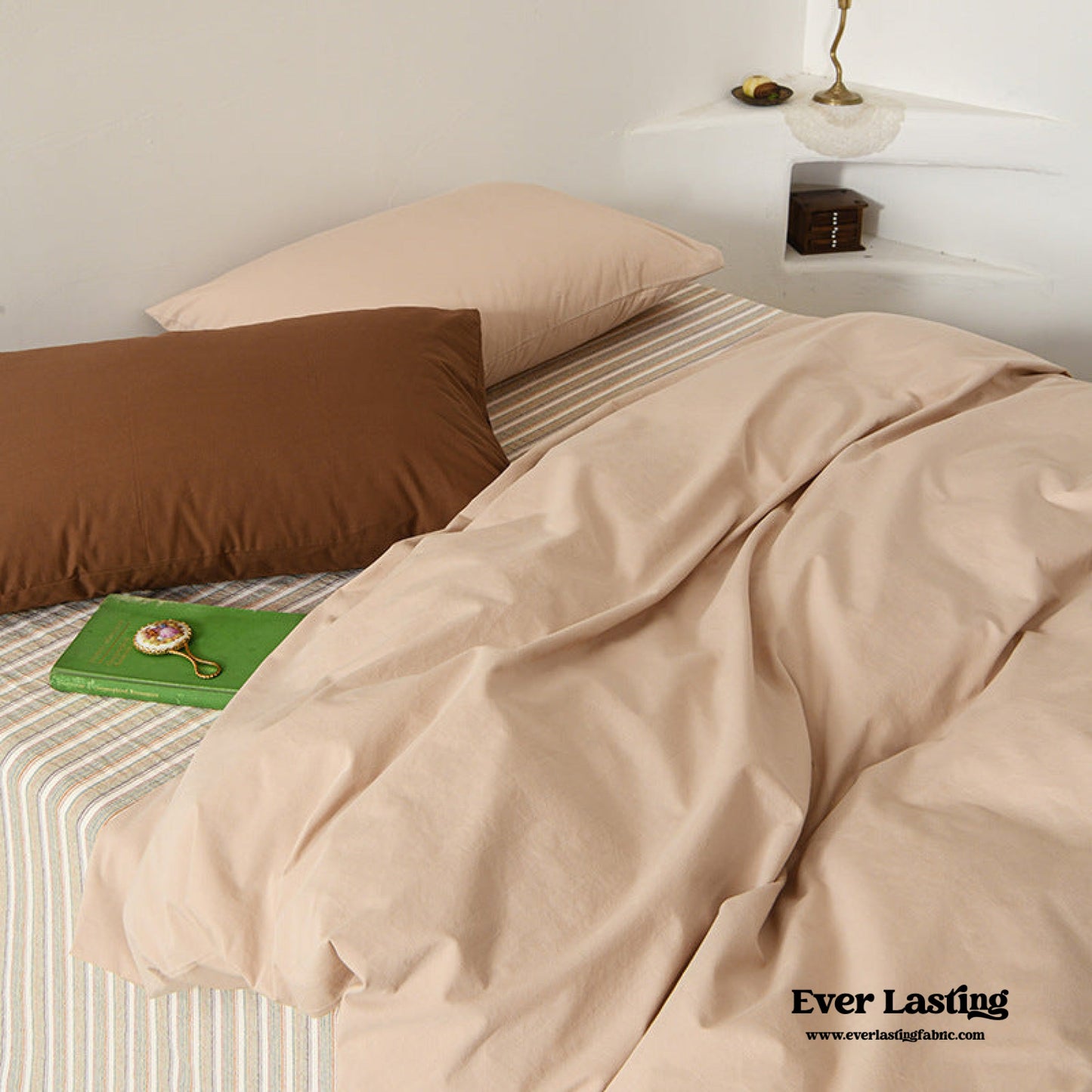 Clara Vintage Minimalist Striped Bedding Set / Pink