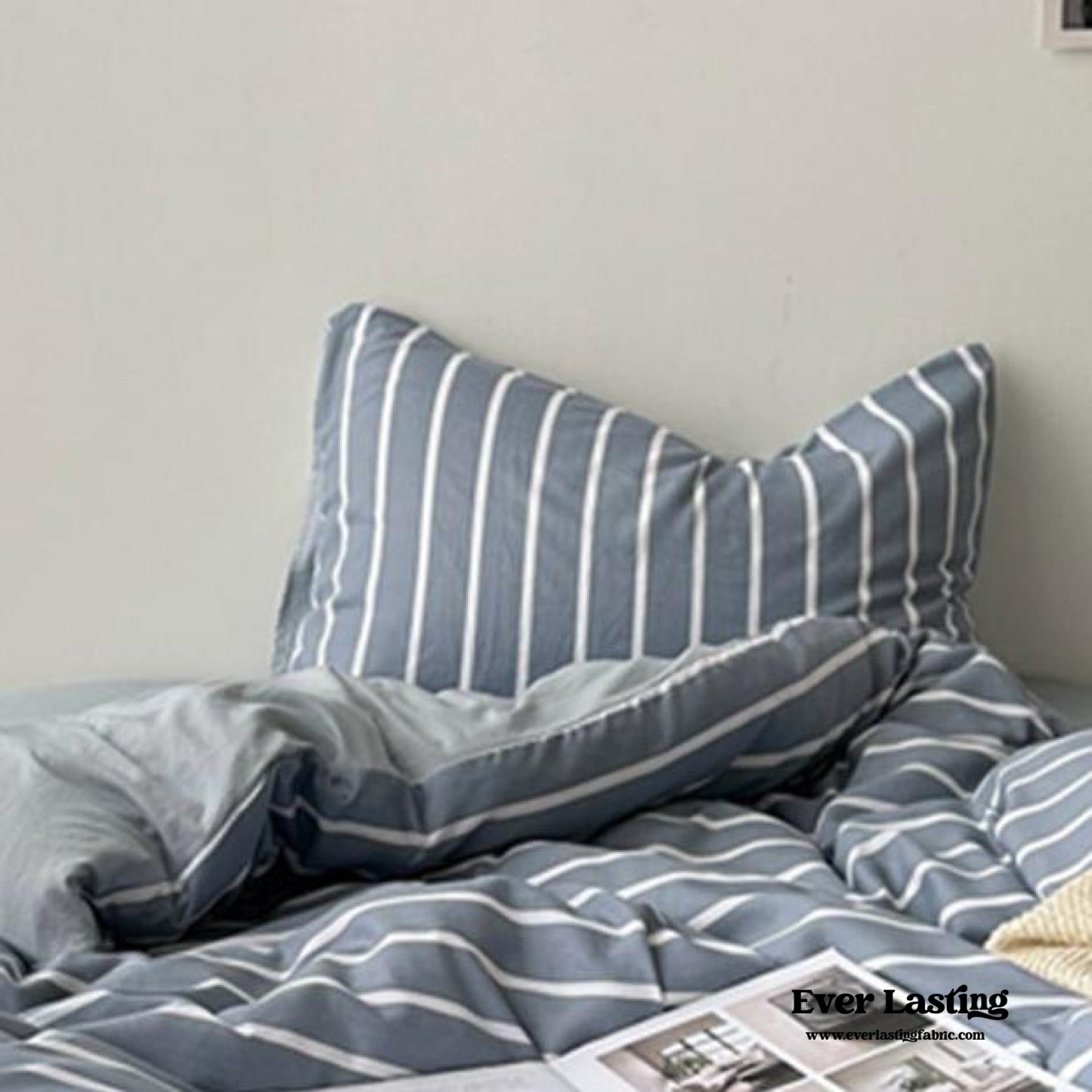 Clean Cut Bedroom Bedding Set / Striped Blue