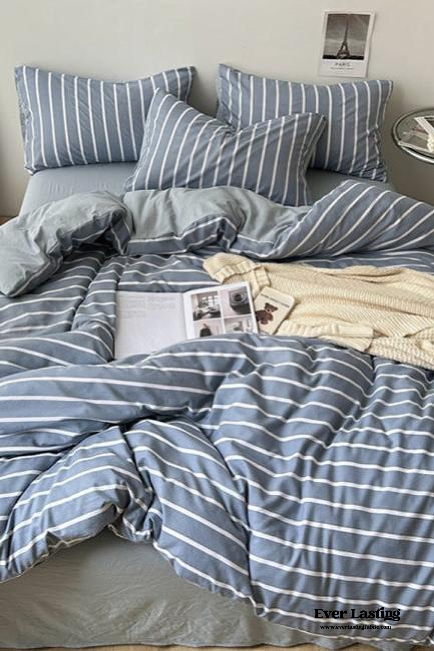 Clean Cut Bedroom Bedding Set / Striped Blue