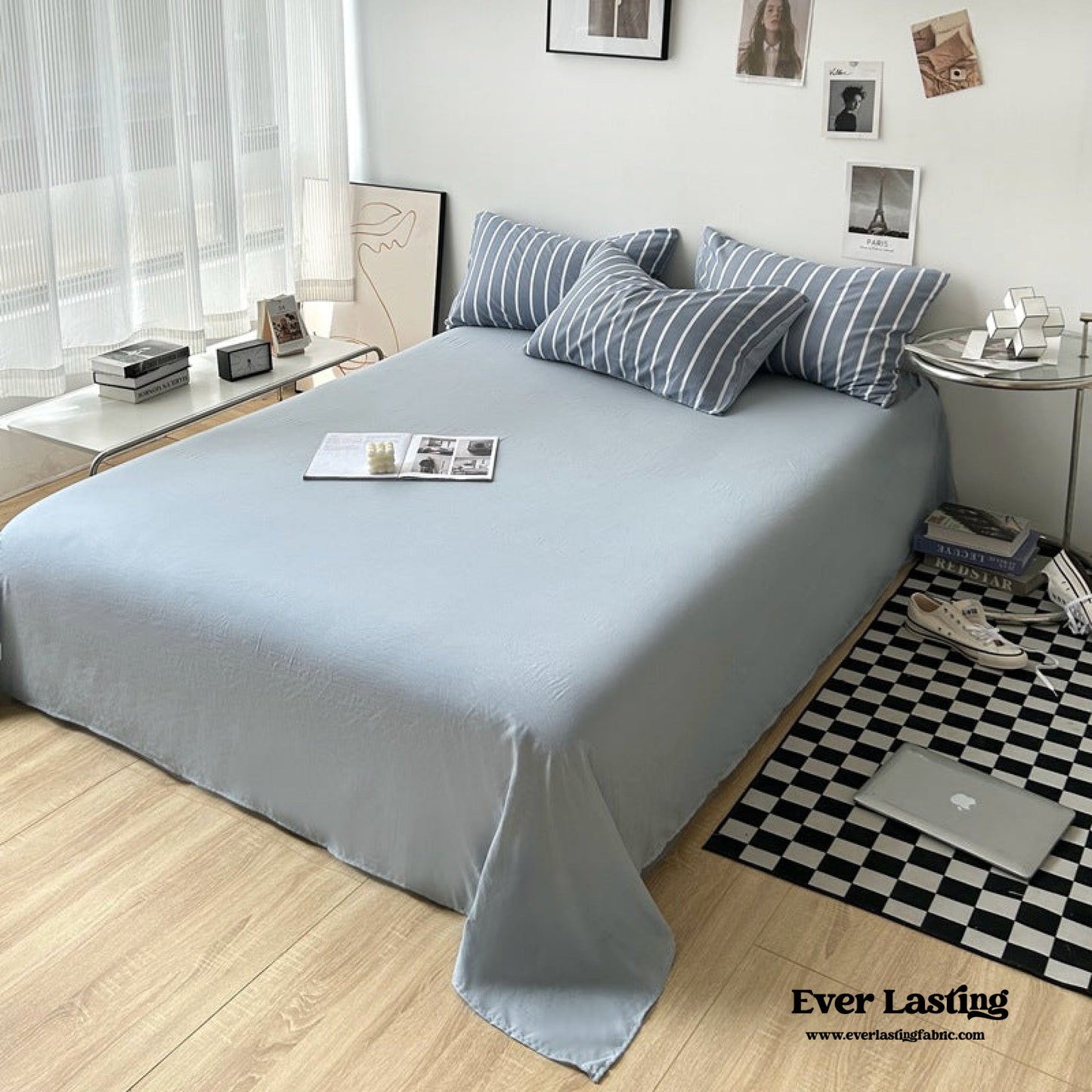 Clean Cut Bedroom Bedding Set / Striped Blue
