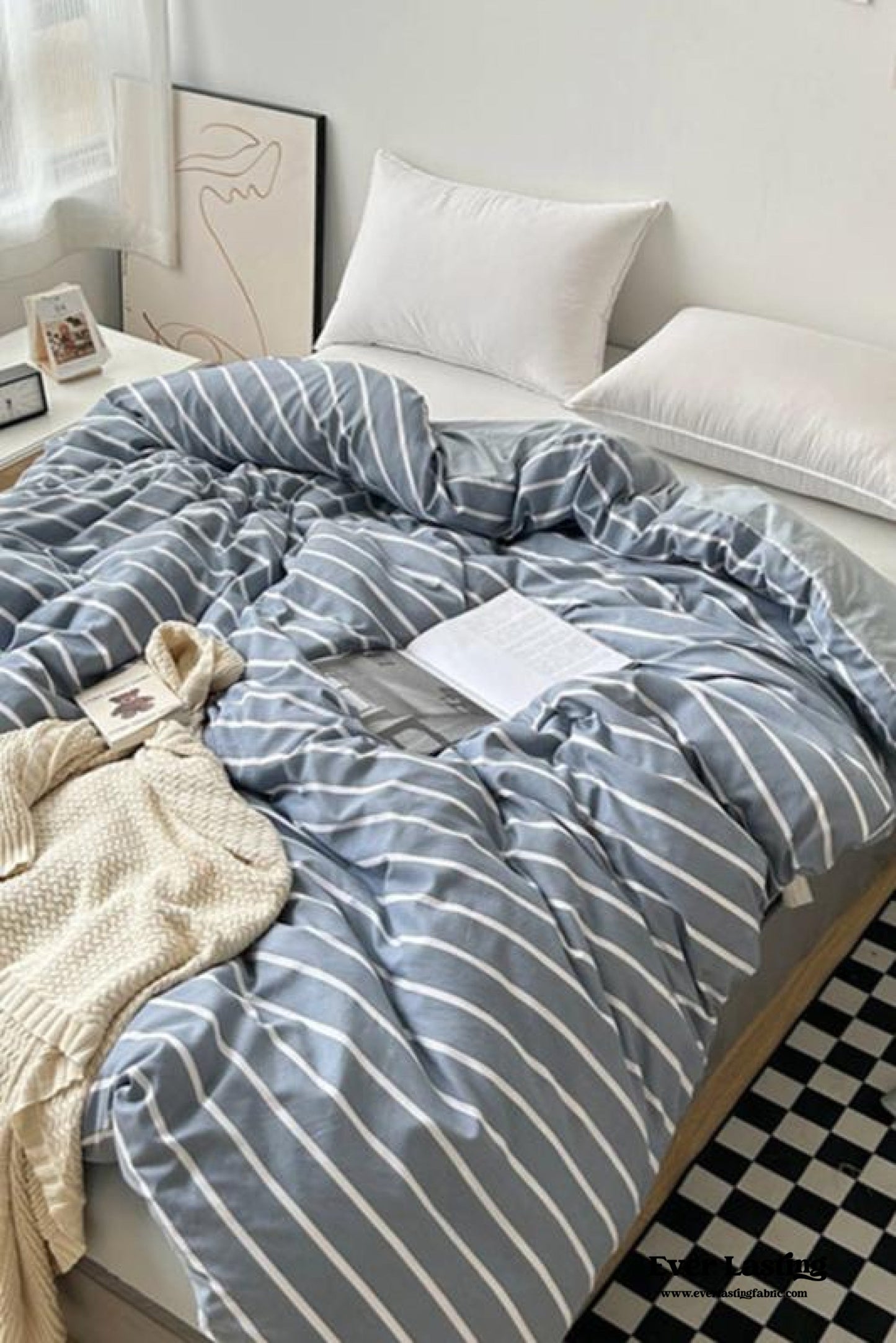 Clean Cut Bedroom Bedding Set / Striped Blue
