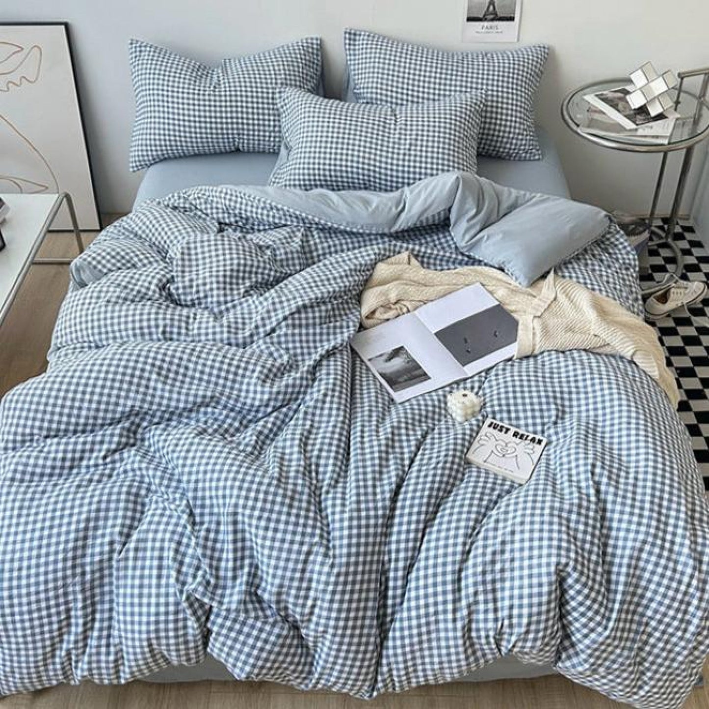Clean Cut Bedroom Bedding Set / Striped Blue