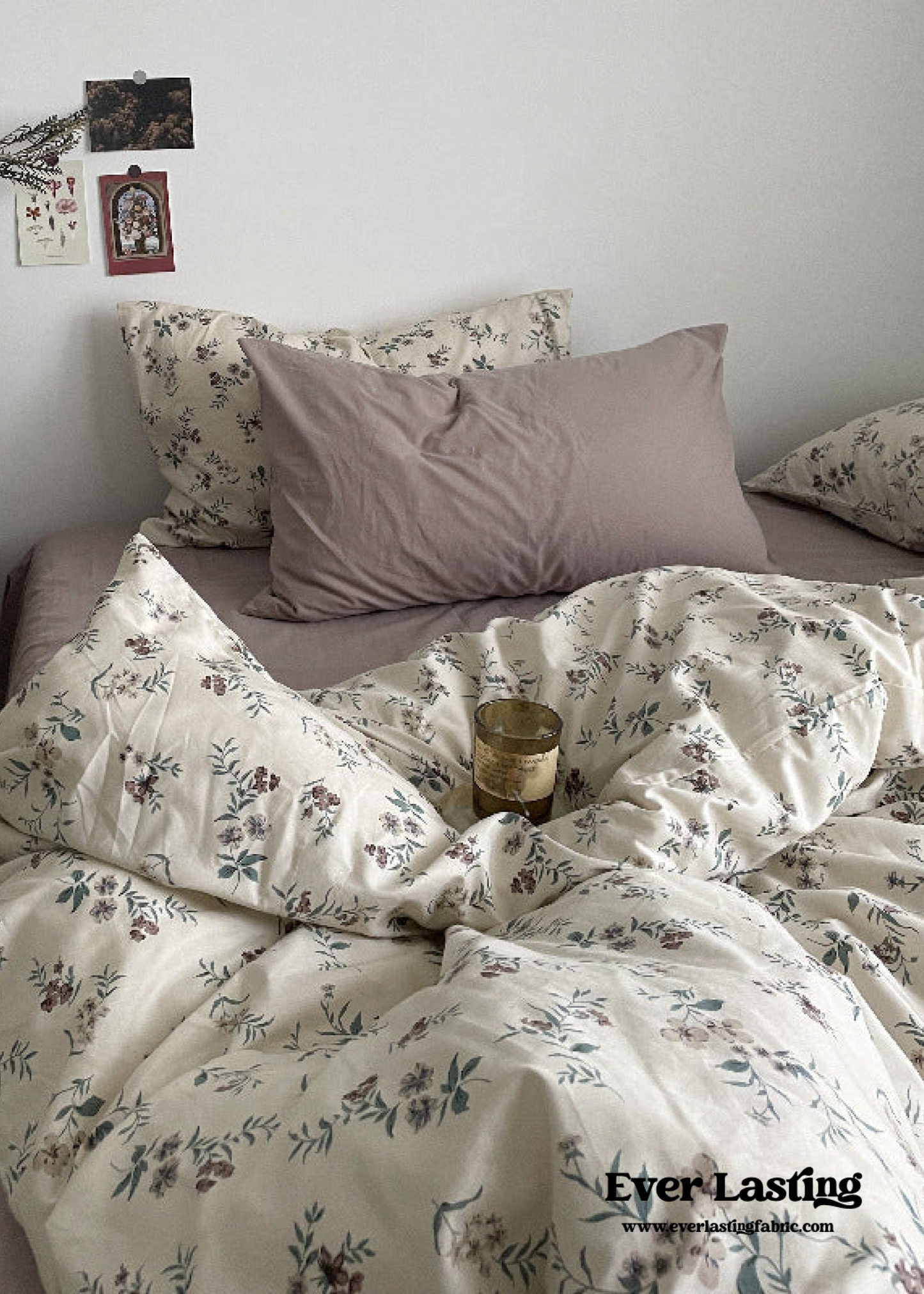 Cottage Floral Bedding Set / Lilac Purple