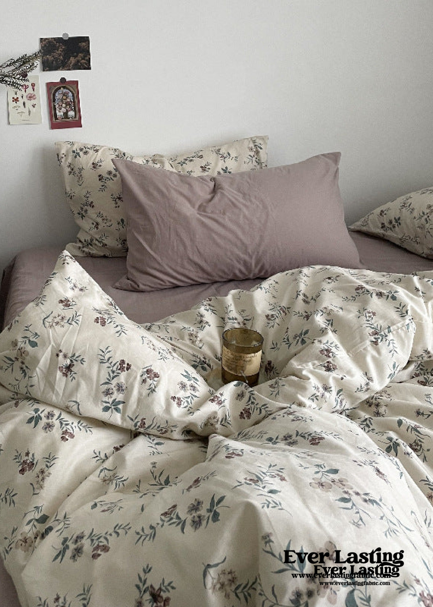 Cottage Floral Bedding Set / Dusty Purple