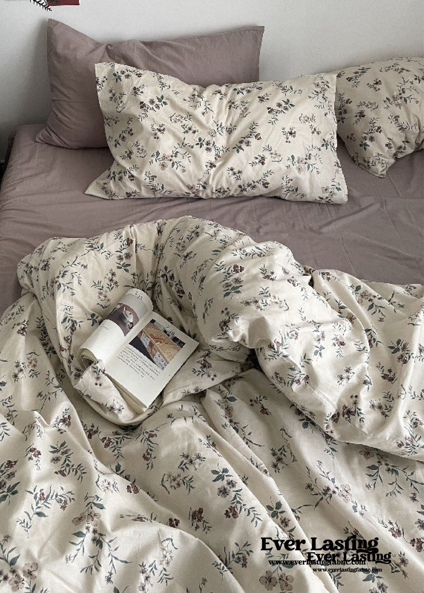 Cottage Floral Bedding Set / Dusty Purple
