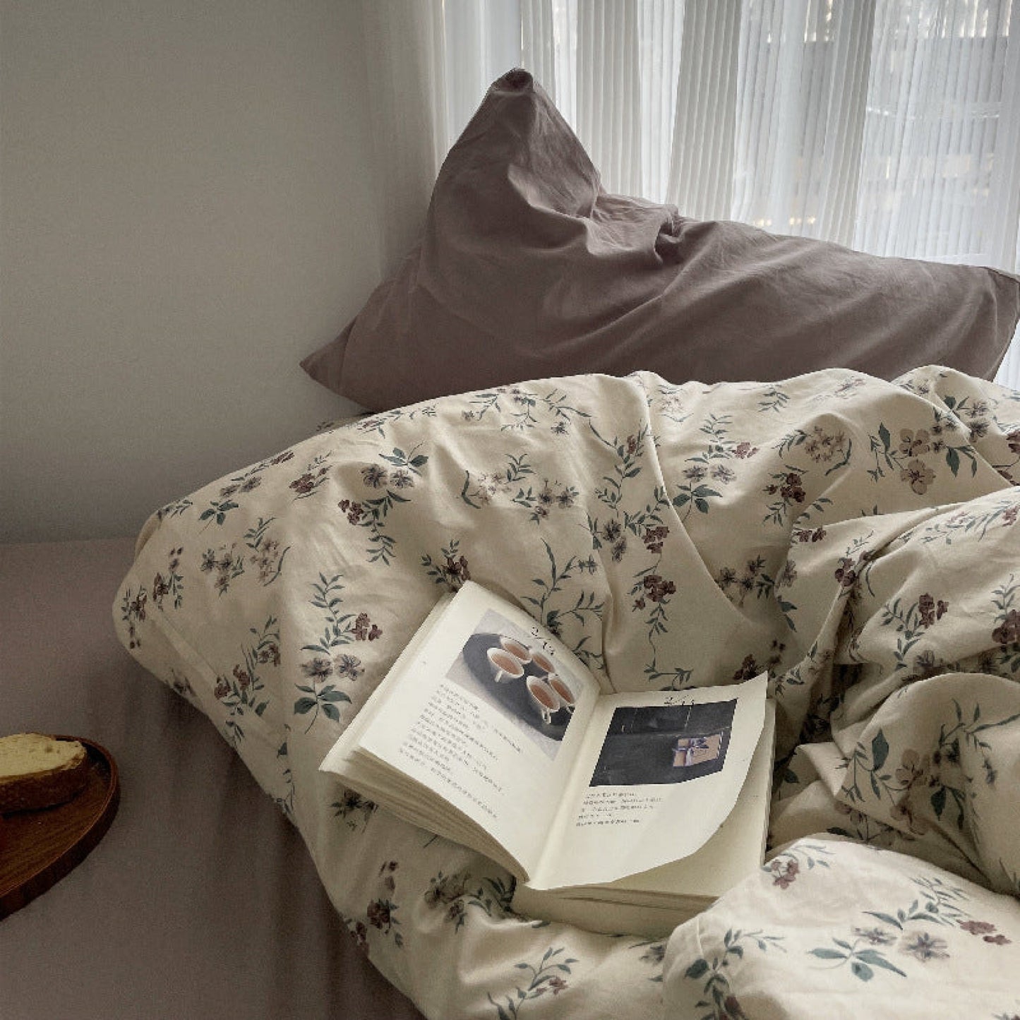Cottage Floral Bedding Set / Dusty Purple