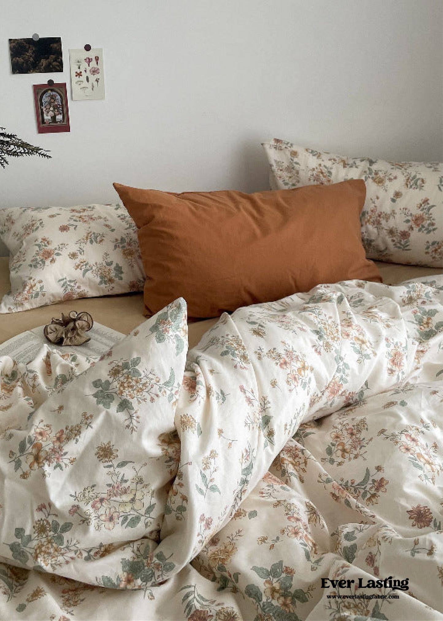 Cottage Floral Bedding Set / Orange Beige