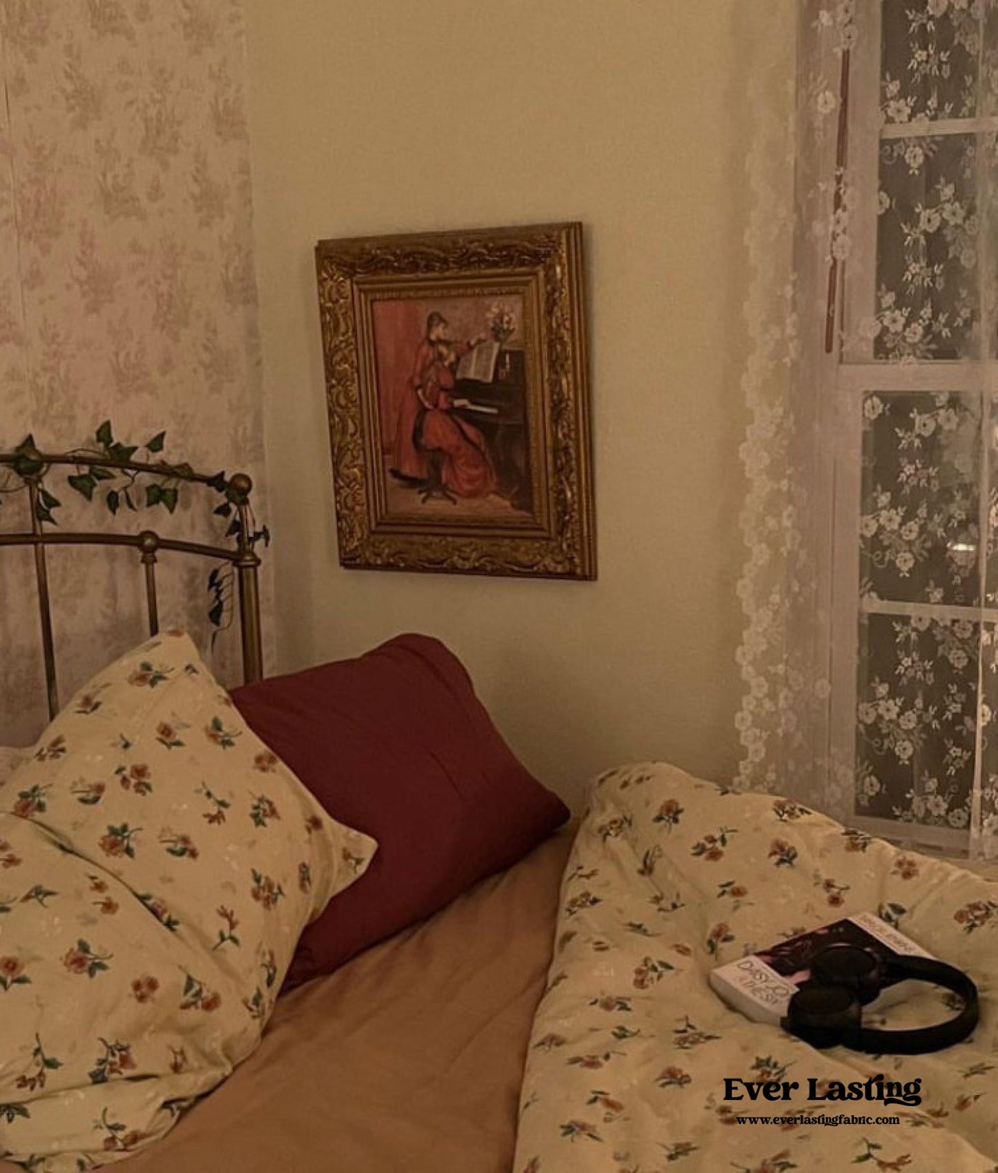 Cottage Floral Bedding Set / Yellow Green