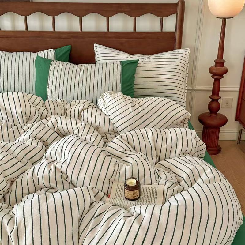 Camille French Stripe Bedding Set / Brown