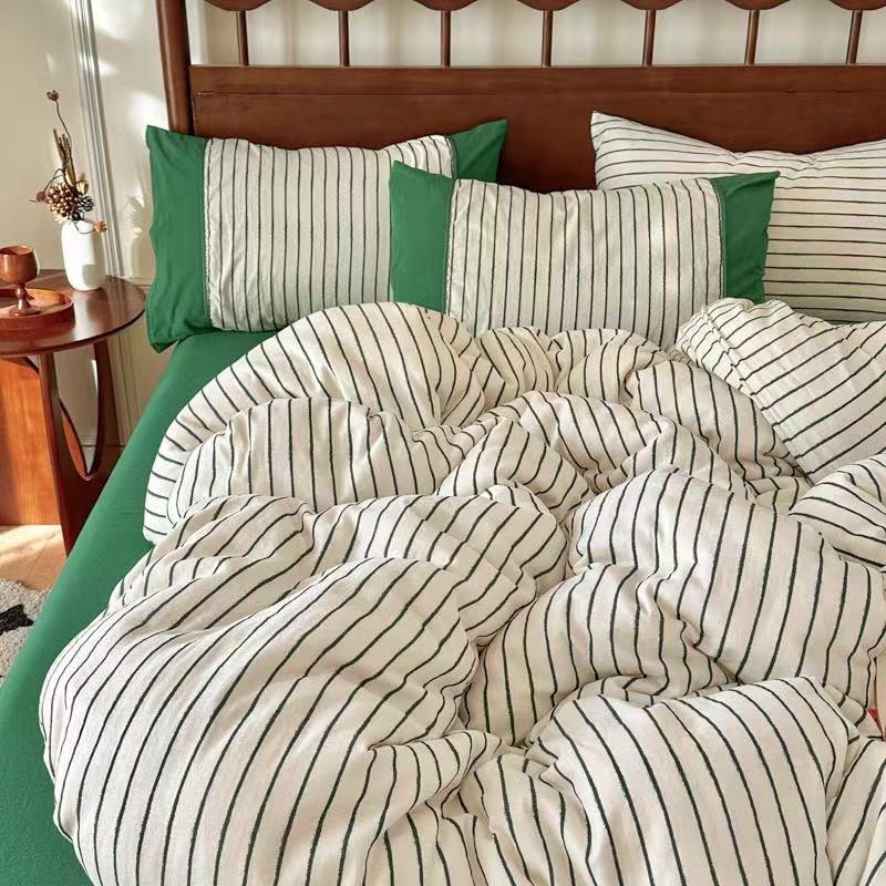 Camille French Stripe Bedding Set / Brown