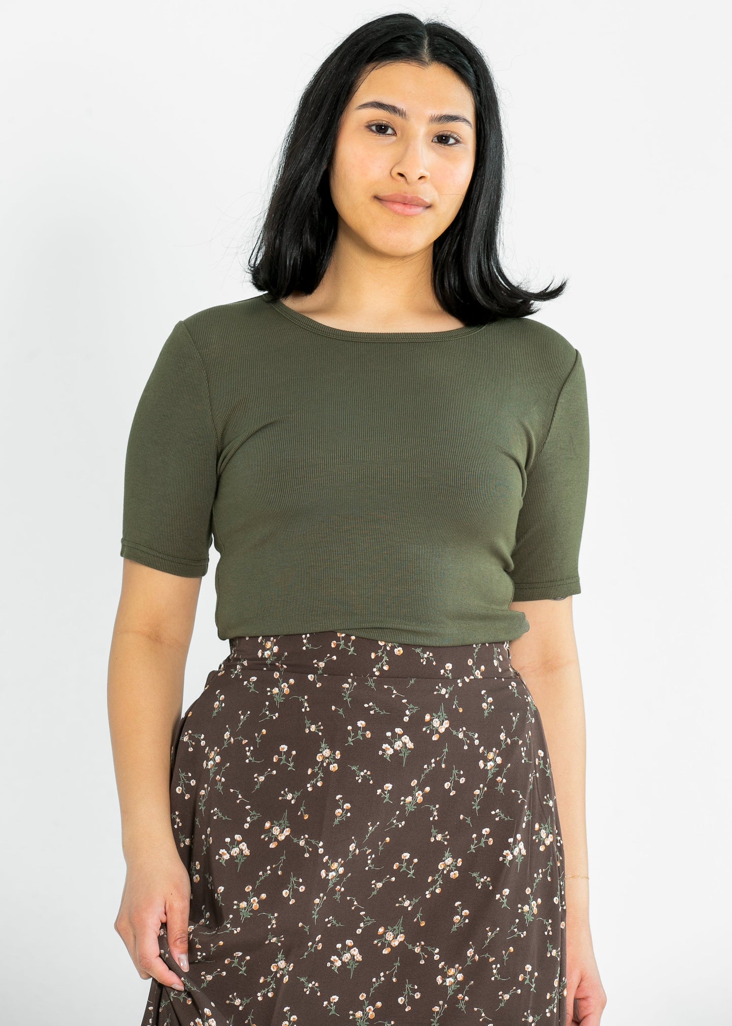 Essential Ribbed Half Sleeve Top