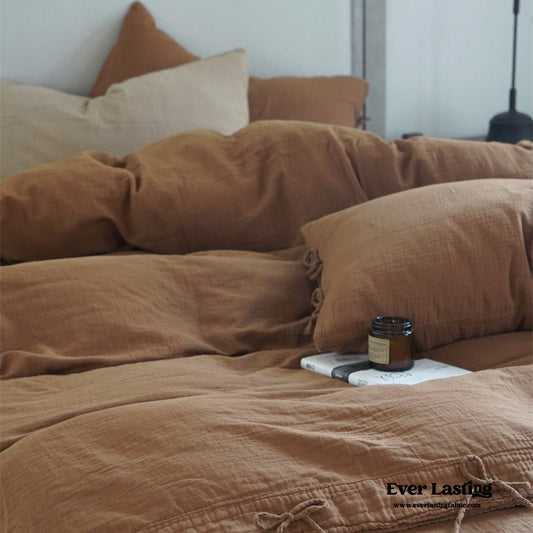 Evelyn Retro Double Gauze Bedding Set / Caramel Brown