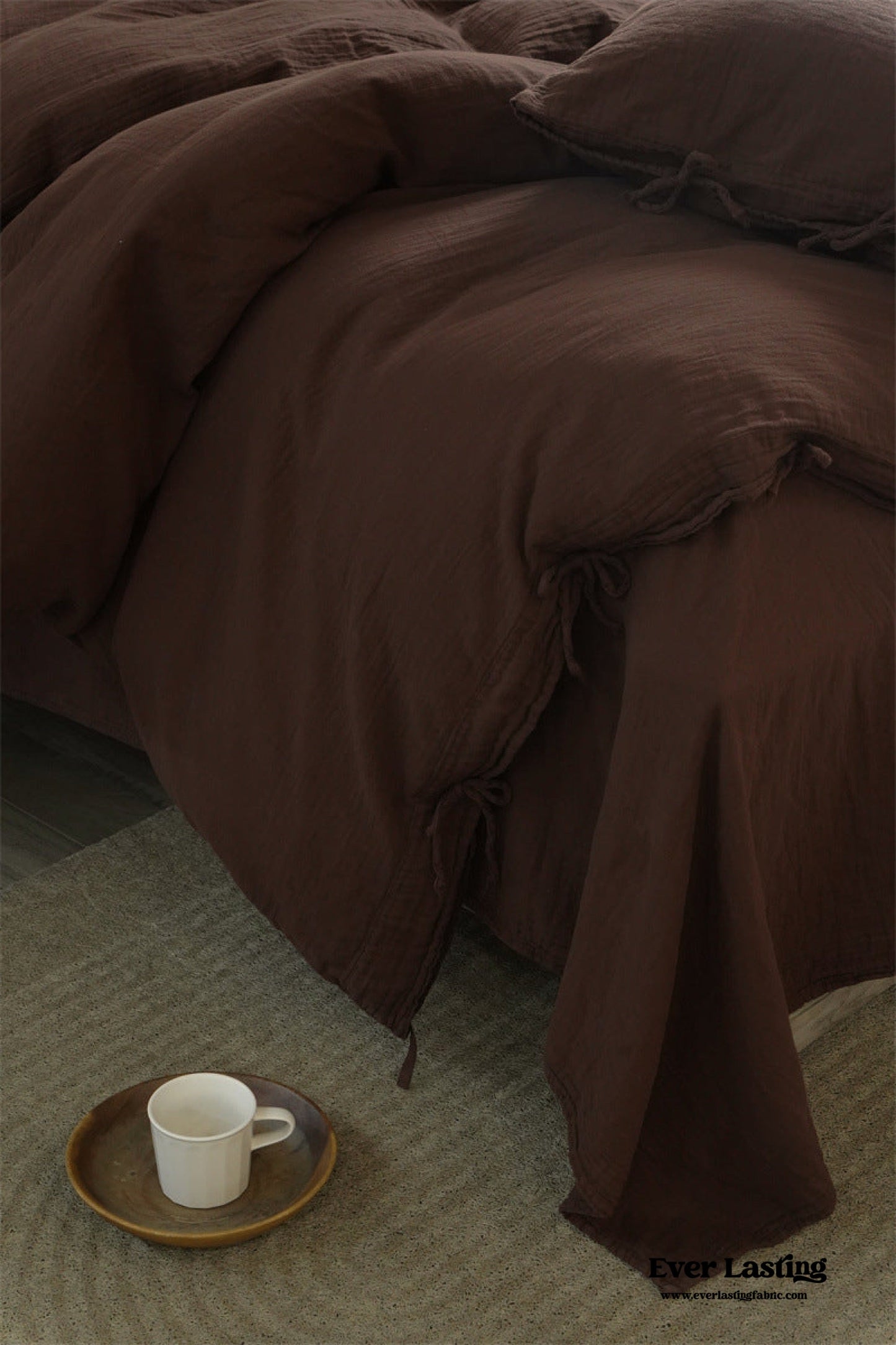Evelyn Retro Double Gauze Bedding Set / Chestnut Brown