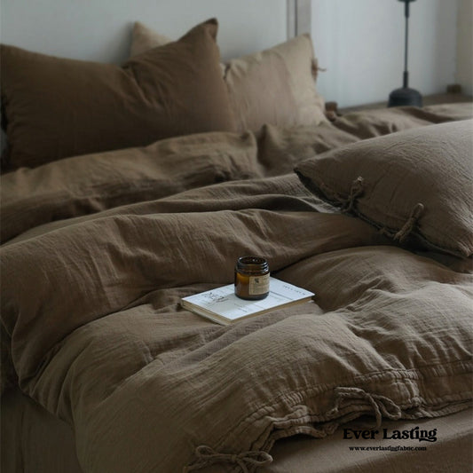 Evelyn Retro Double Gauze Bedding Set / Chestnut Brown