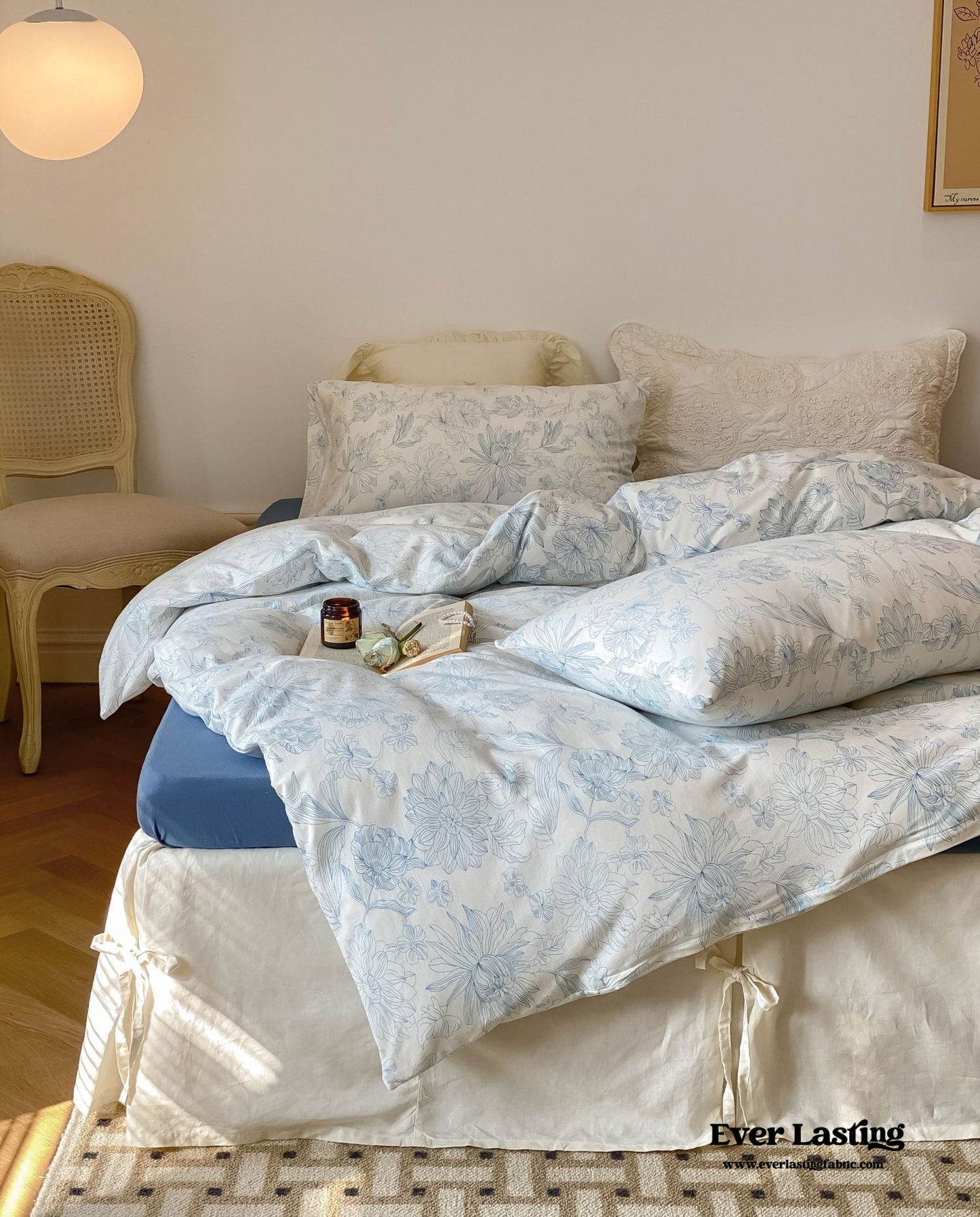 Fleur Elegant Floral Knit Cotton Bedding Set / Beige