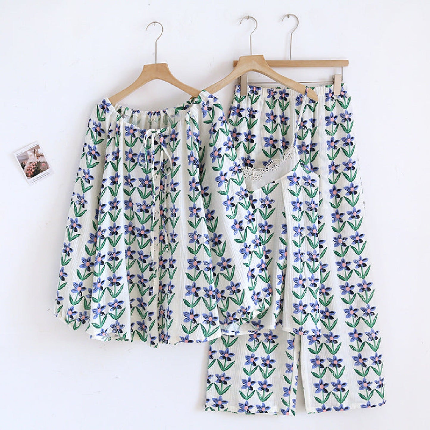 Floral Lace Cotton Pajama Set