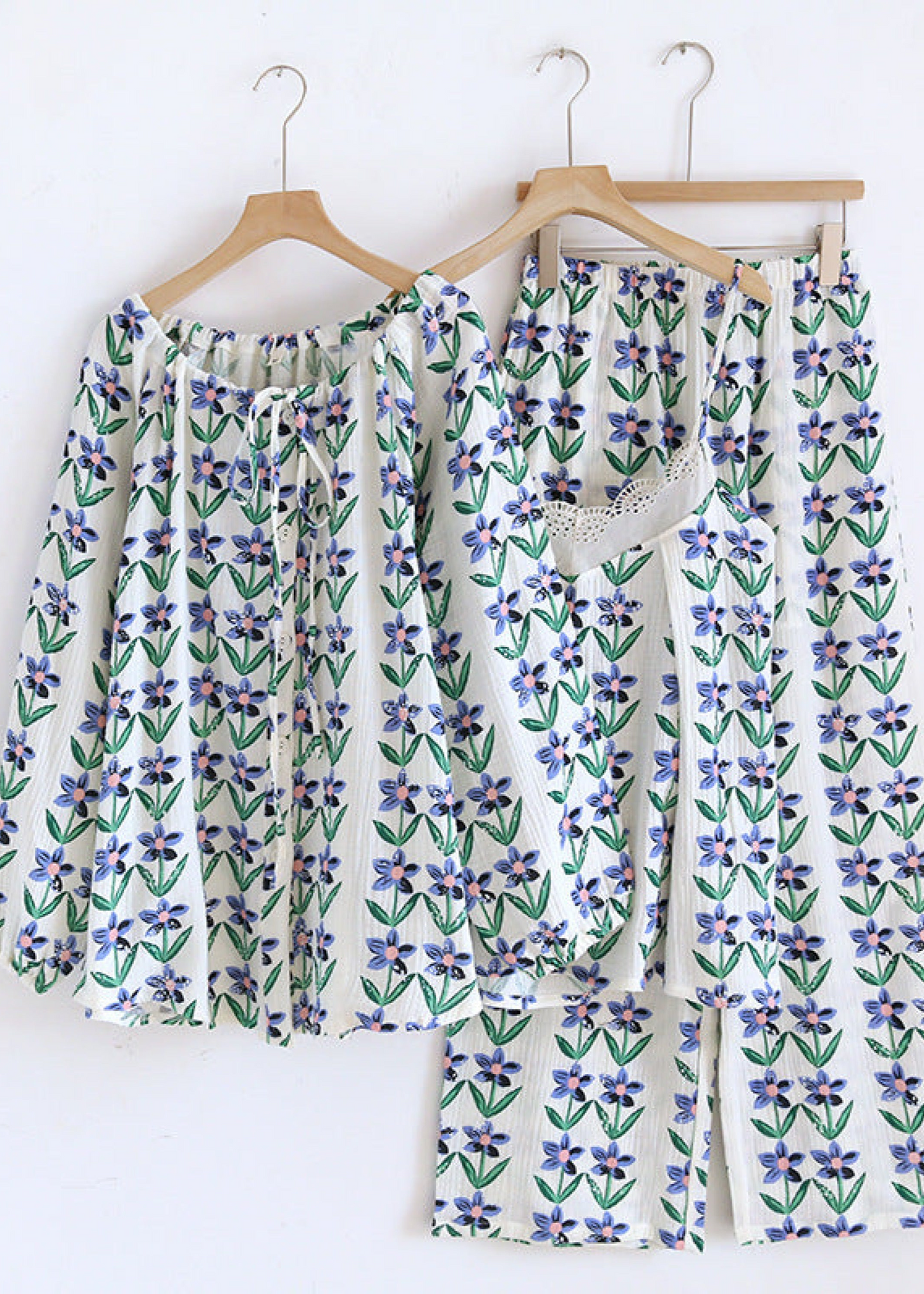 Floral Lace Cotton Pajama Set