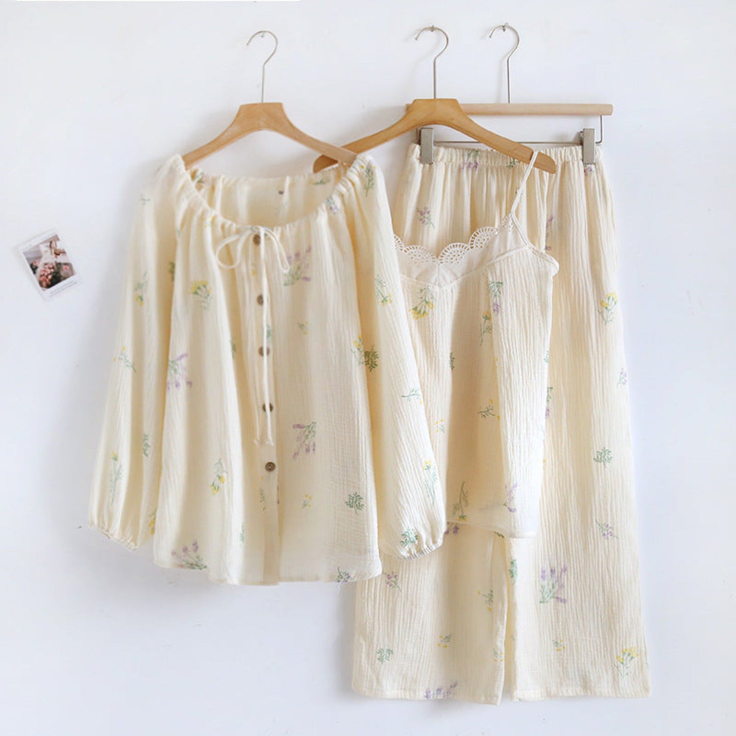 Floral Lace Cotton Pajama Set