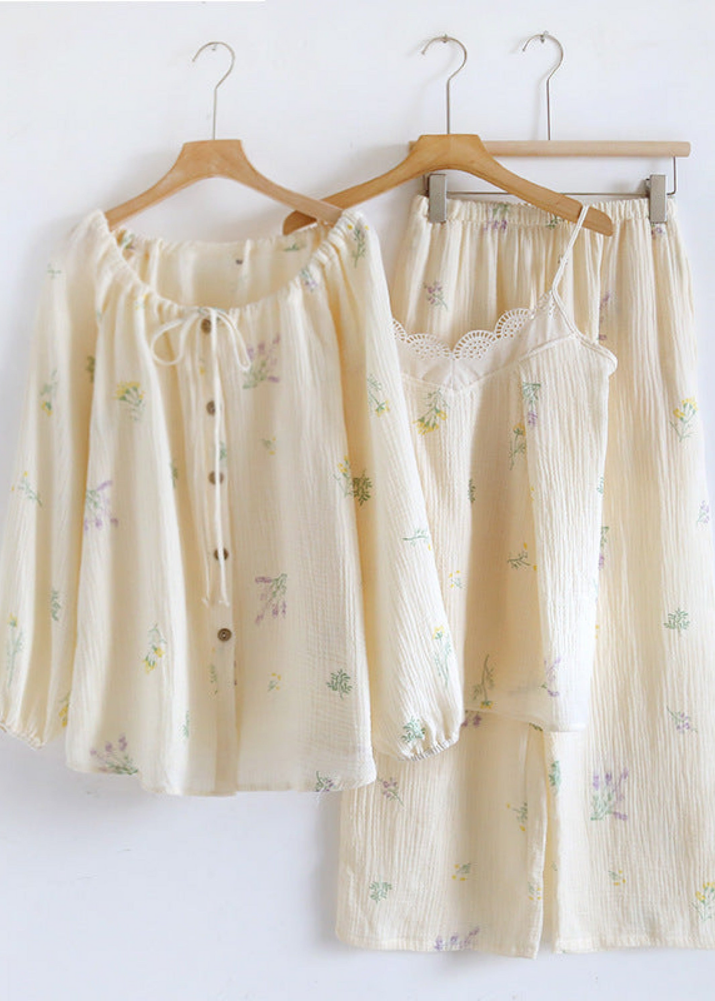 Floral Lace Cotton Pajama Set