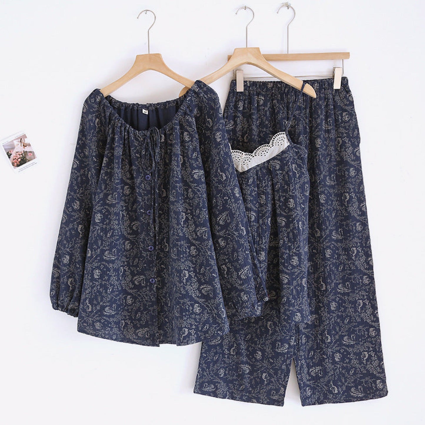 Floral Lace Cotton Pajama Set