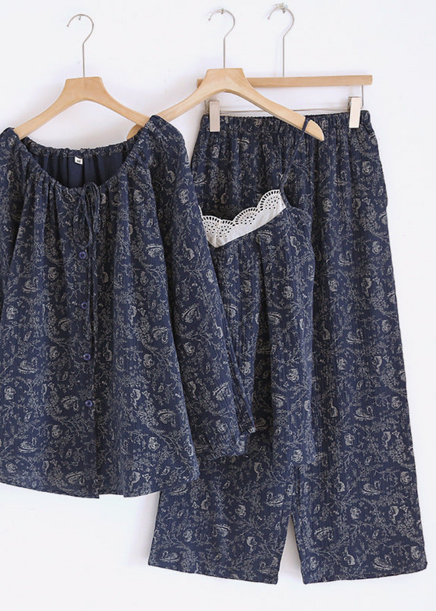 Floral Lace Cotton Pajama Set