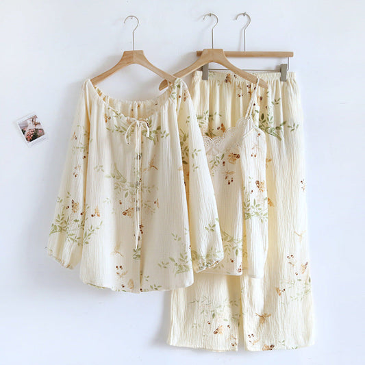 Floral Lace Cotton Pajama Set