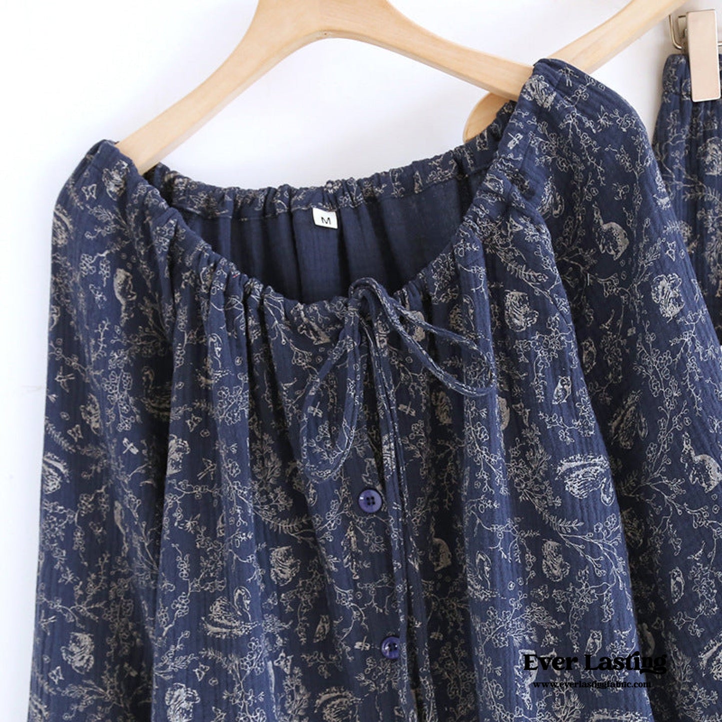 Floral Lace Cotton Pajama Set