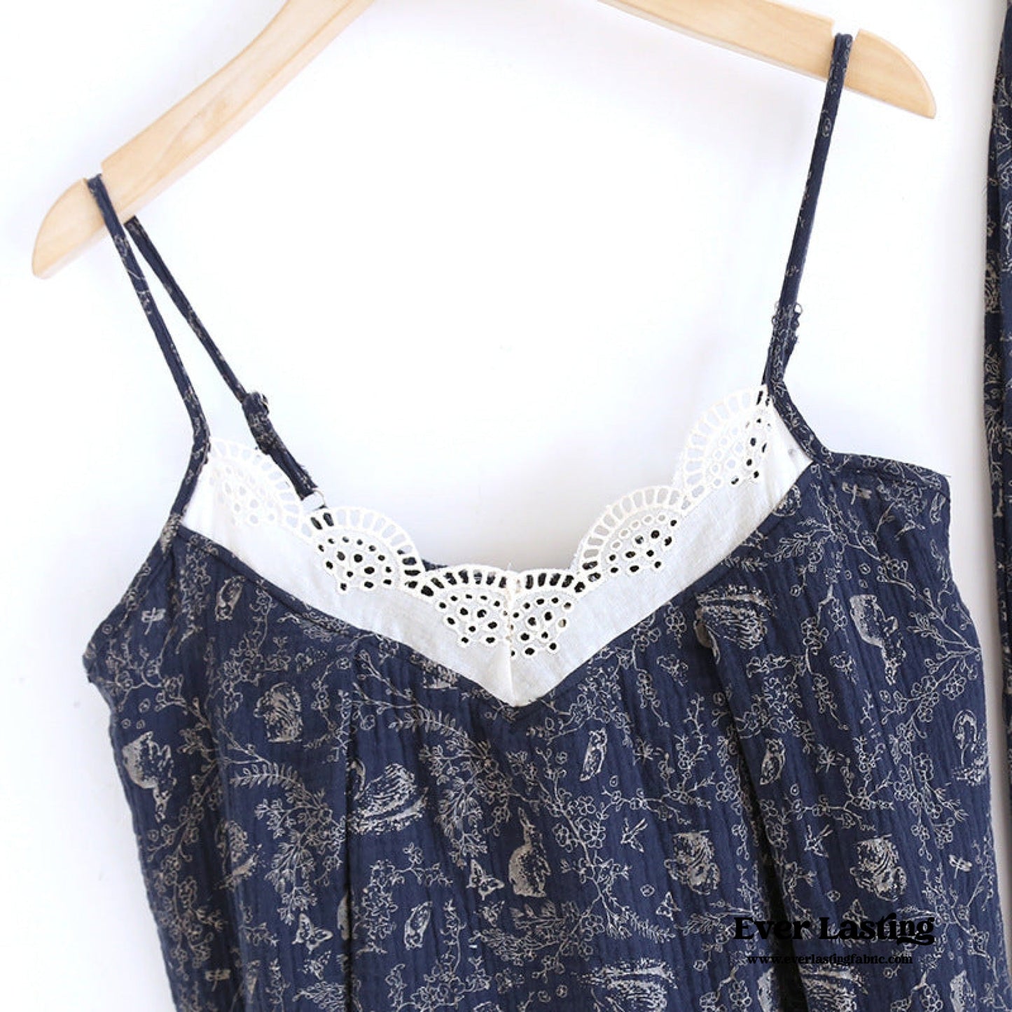 Floral Lace Cotton Pajama Set