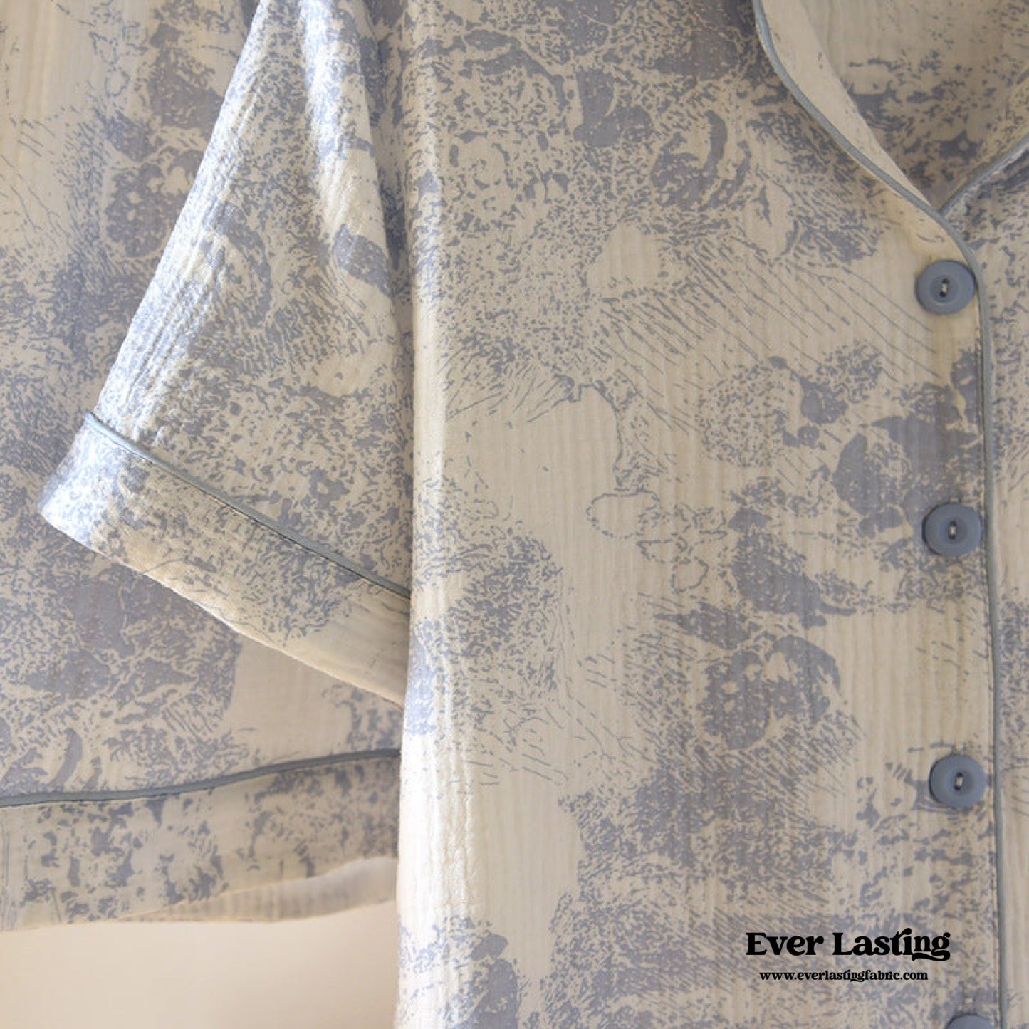 French Cottage Short Cotton Pajama Set / Blue