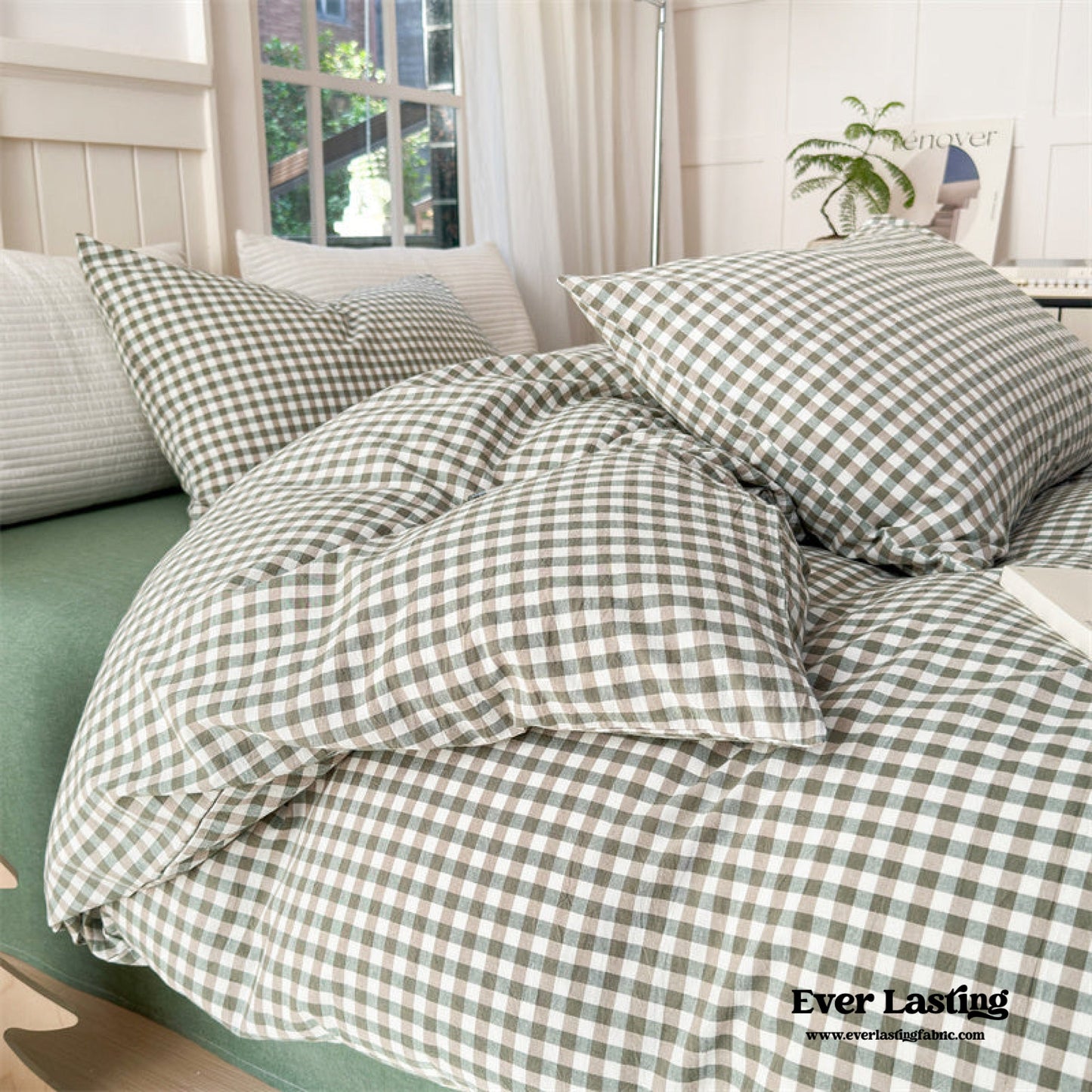 Gingham Bedding Set / Brown