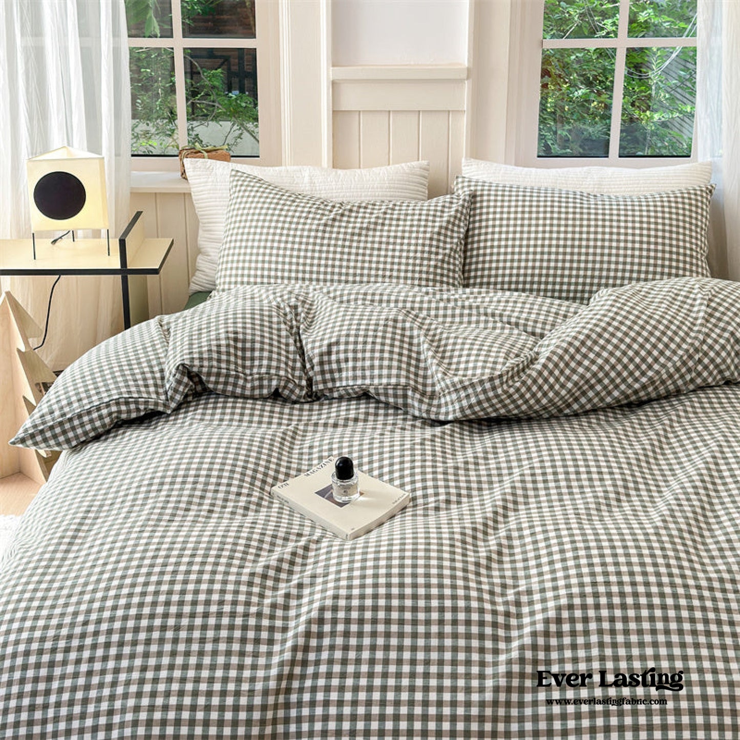 Gingham Bedding Set / Brown