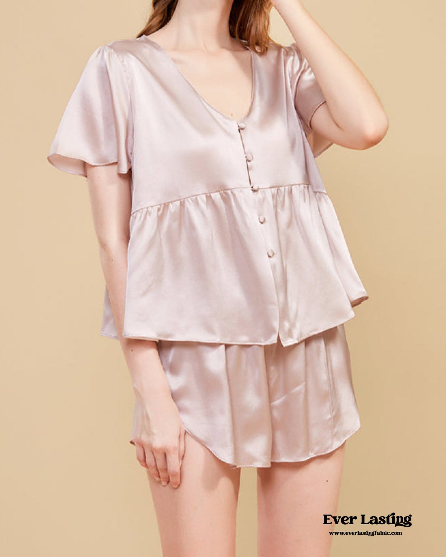 Lily Mulberry Silk Pajama Set / Cream