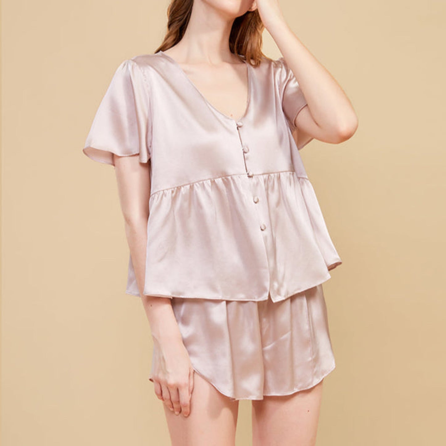 Lily Mulberry Silk Pajama Set / Cream