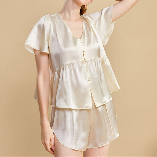 Lily Mulberry Silk Pajama Set / Cream