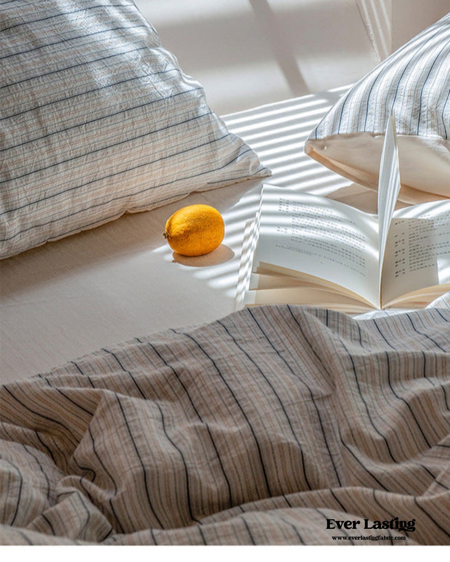 Lina Minimalist White Striped Bedding Set