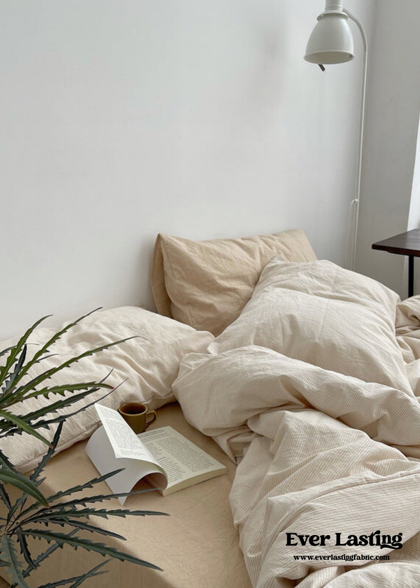 Minimal Mixed Gingham Bedding Set / Khaki