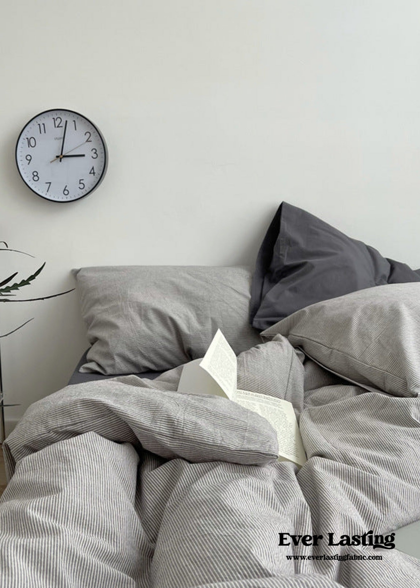 Minimal Mixed Gingham Bedding Set / Khaki