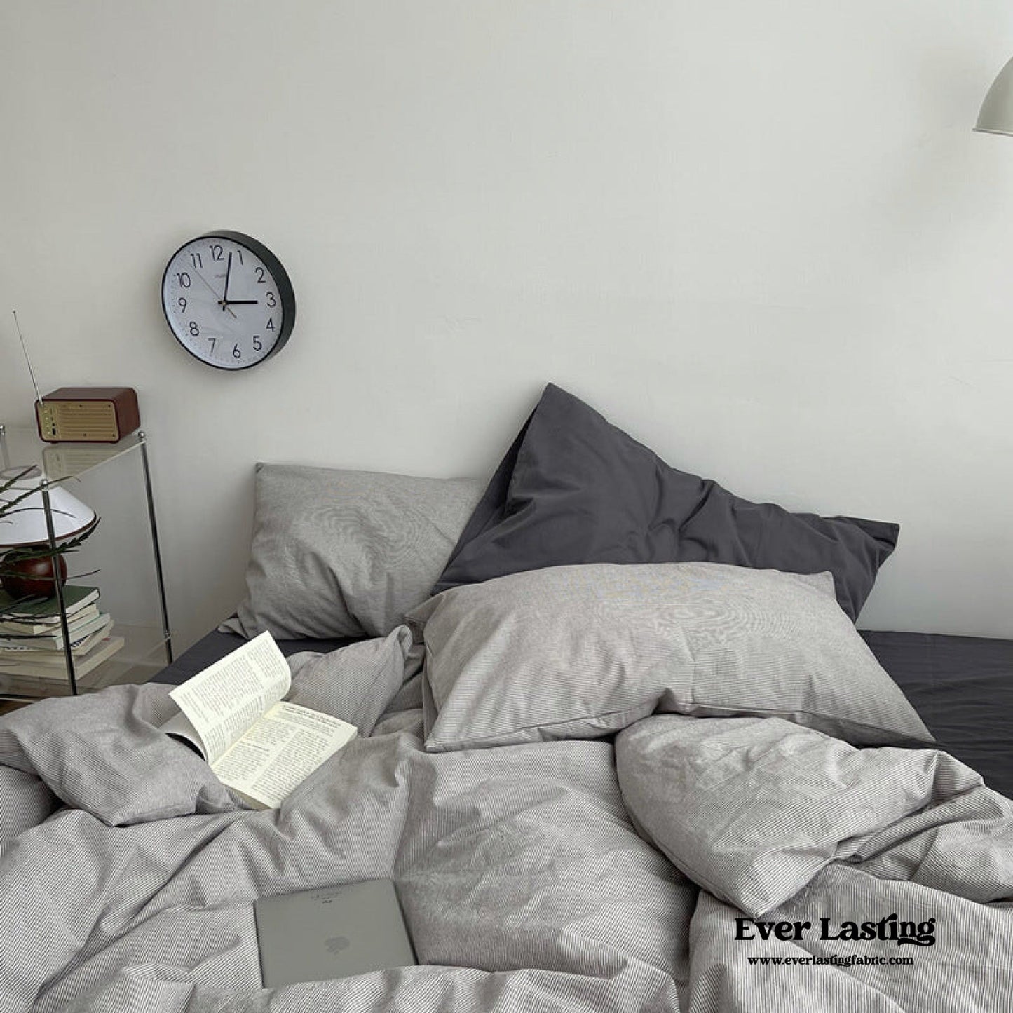 Minimal Mixed Gingham Bedding Set / Khaki