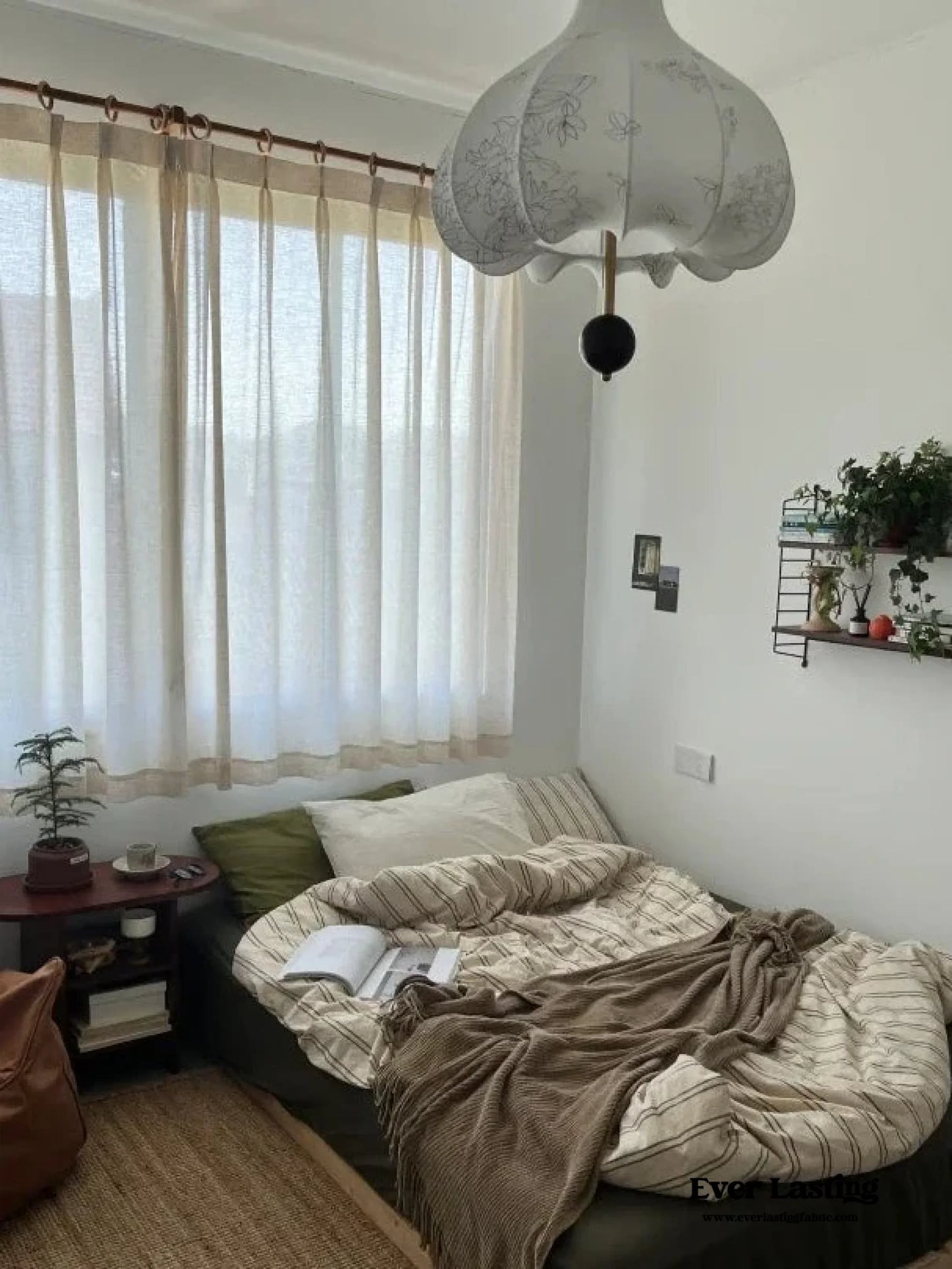 Minimal Vintage Stripe Bedding Set / Olive Green