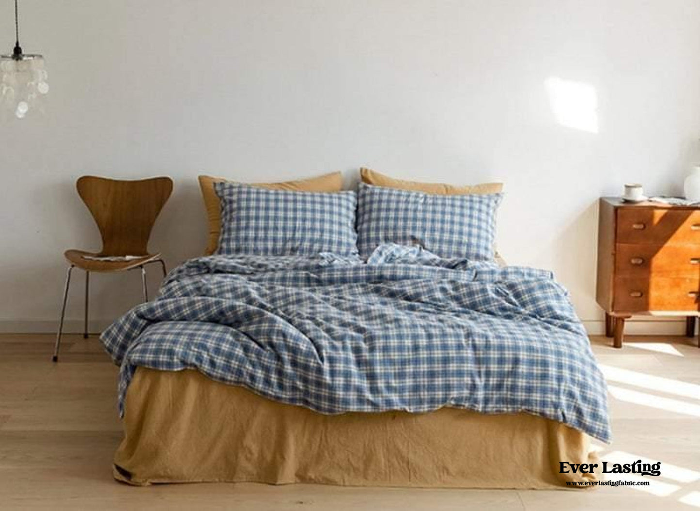 Plaid Bedding Set / Blue + Mustard
