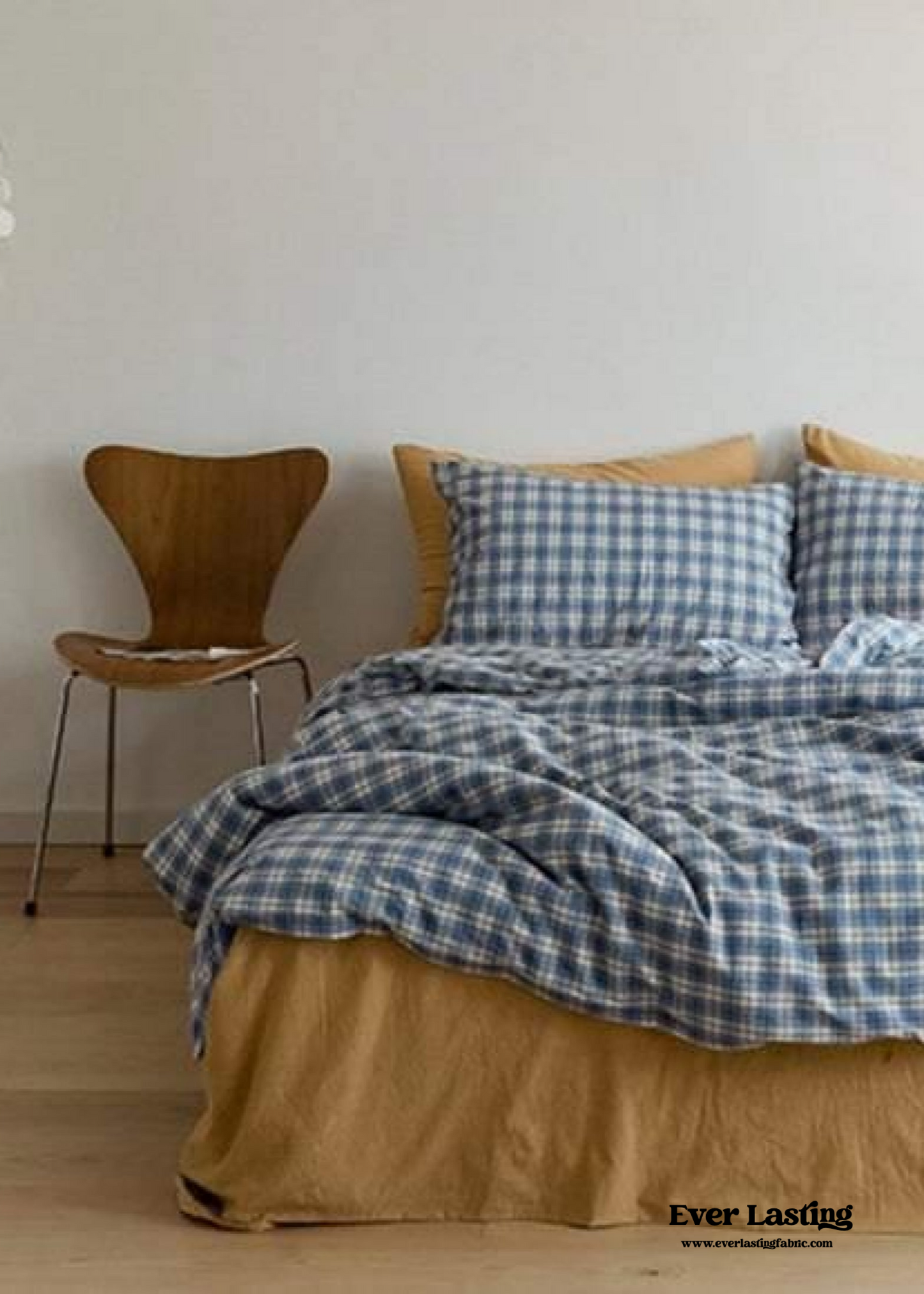 Plaid Bedding Set / Blue + Mustard