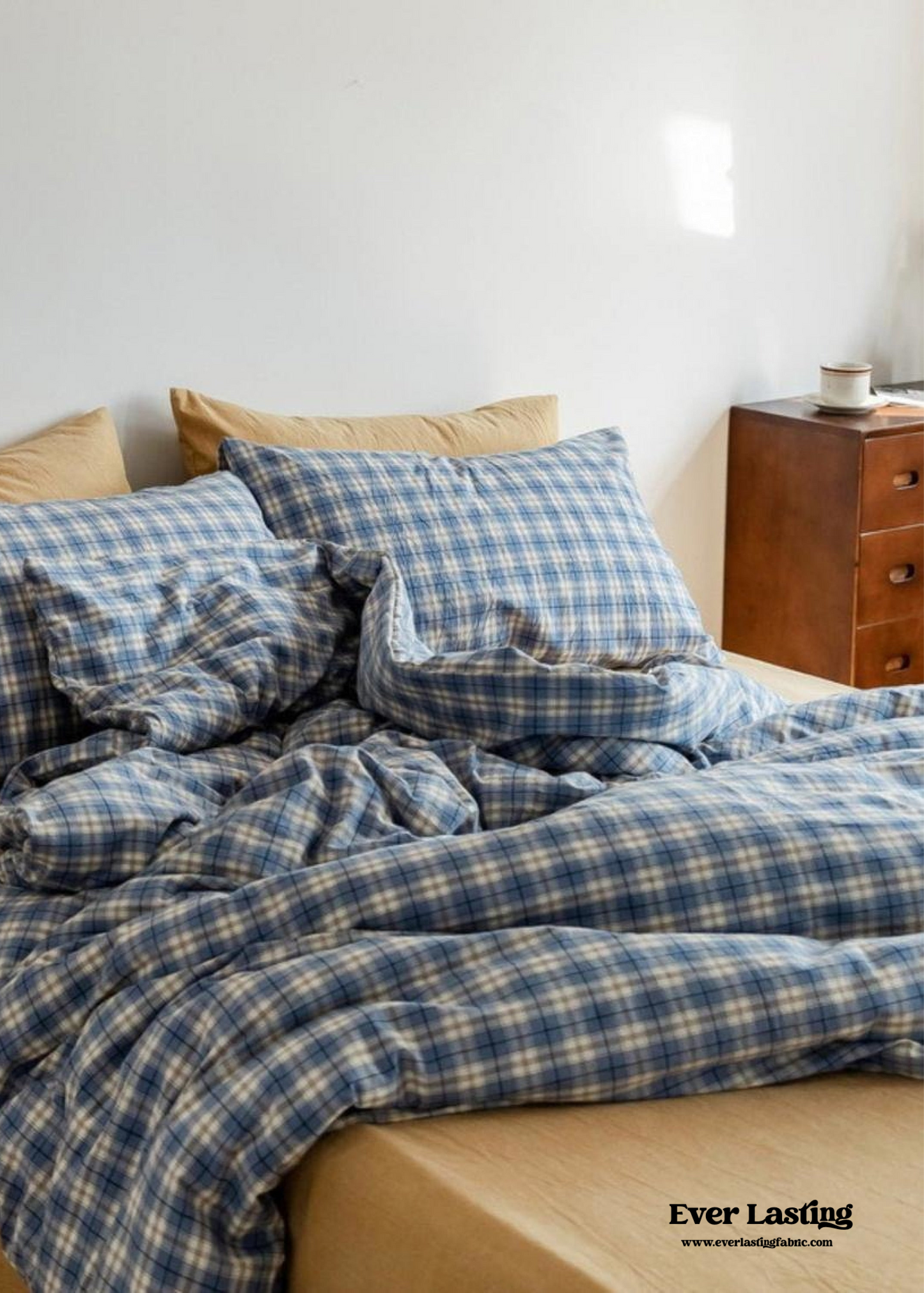 Plaid Bedding Set / Blue + Mustard